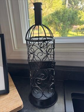 Decorative dark Bronze Metal Cork Holder - Wine Bottle Stand